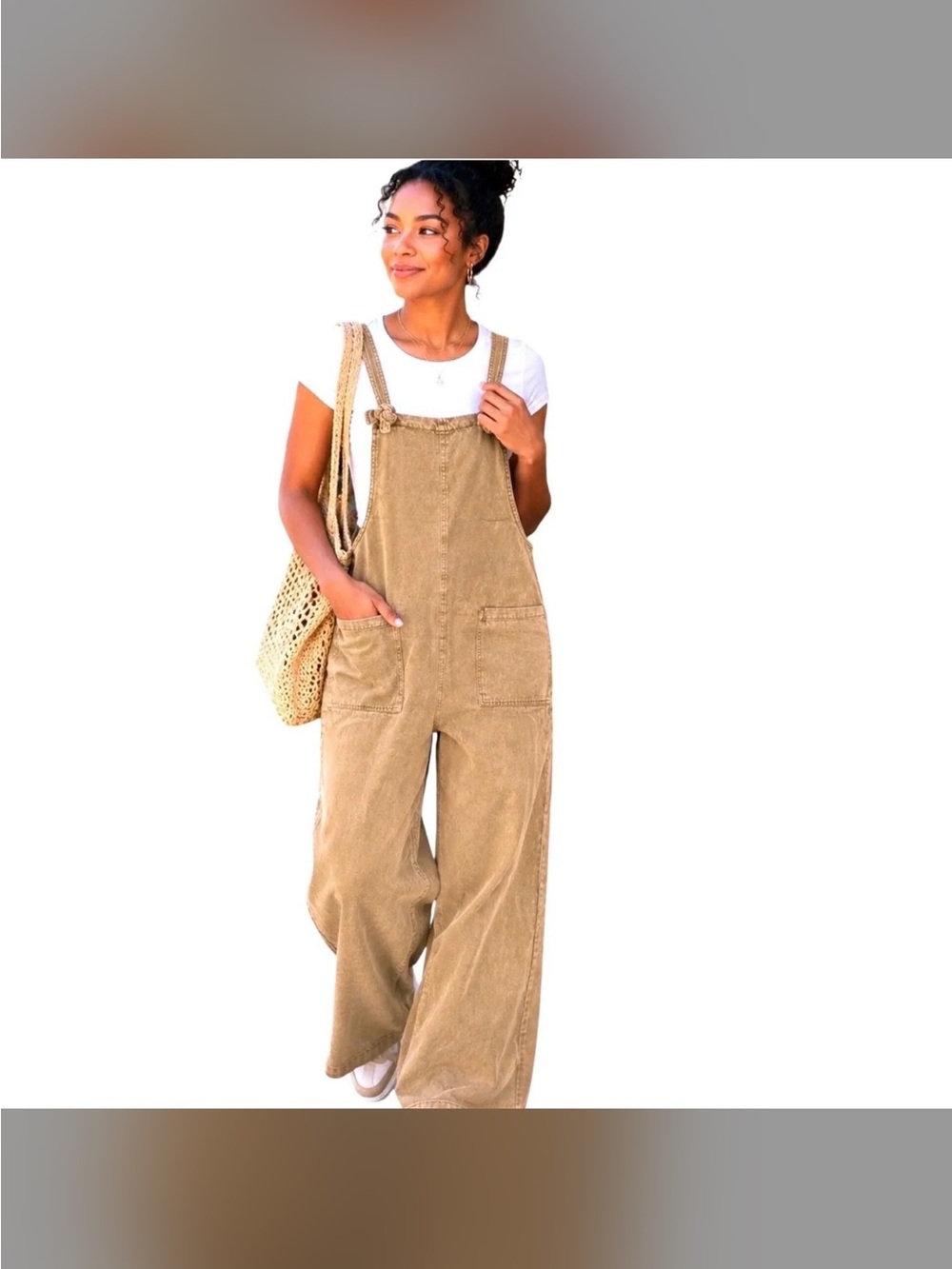 Zenana- sz sm-nwt- mineral washed twill overalls- wide legged